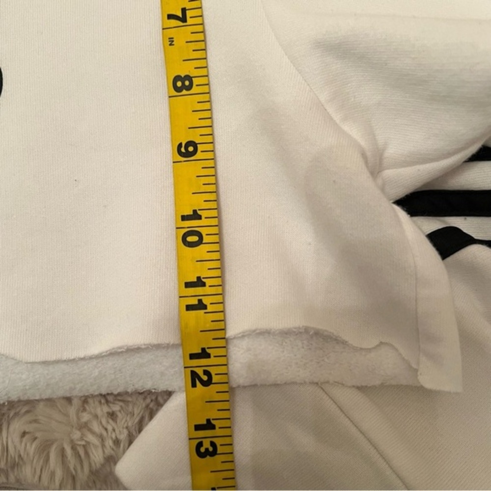adidas White Cropped Hoodie with Black Logo and Stripe - Picture 12 of 12